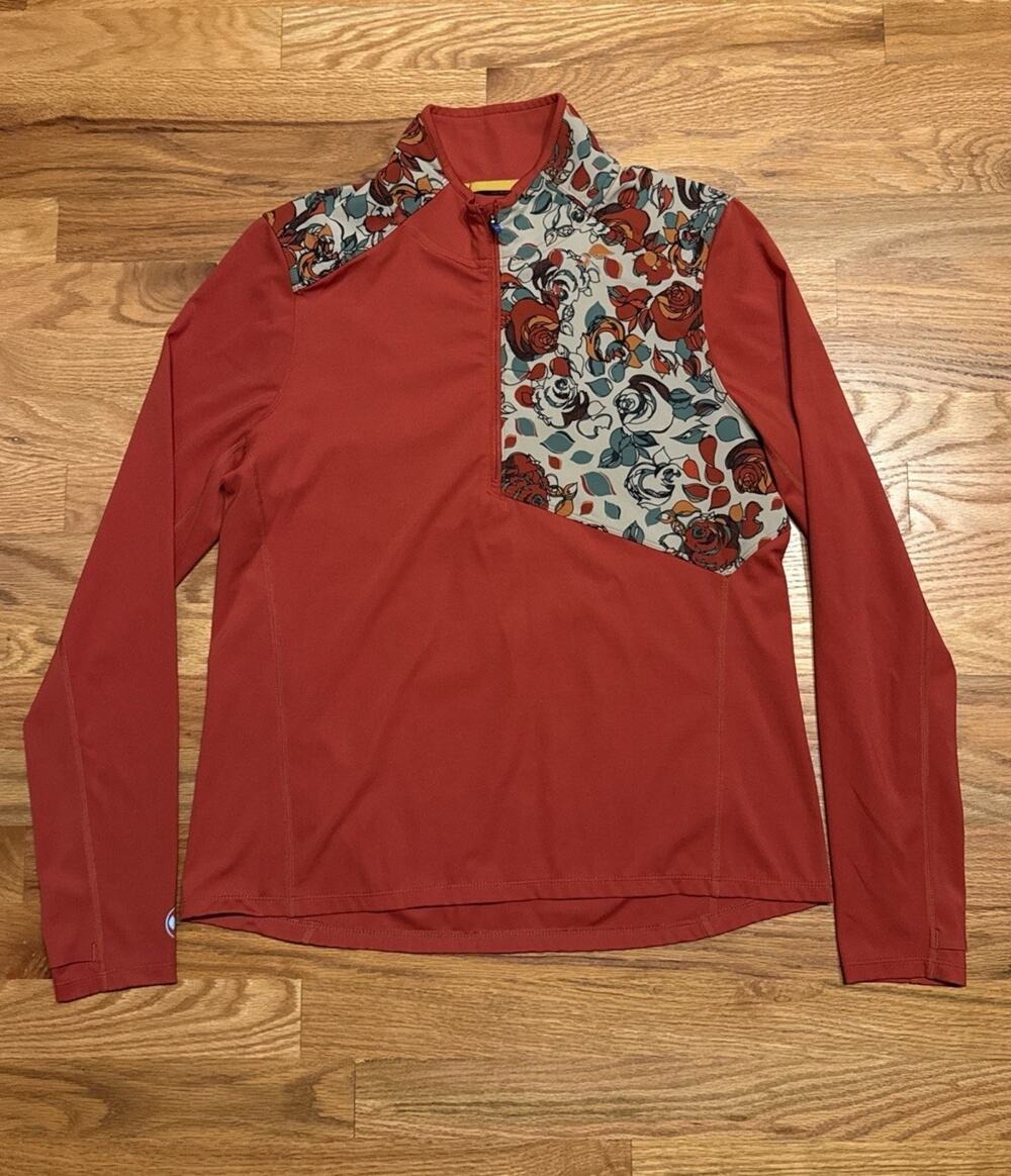 janji Women's Med 1/4 Zip Nepal Meridian Athletic Top Neck Long Sleeve